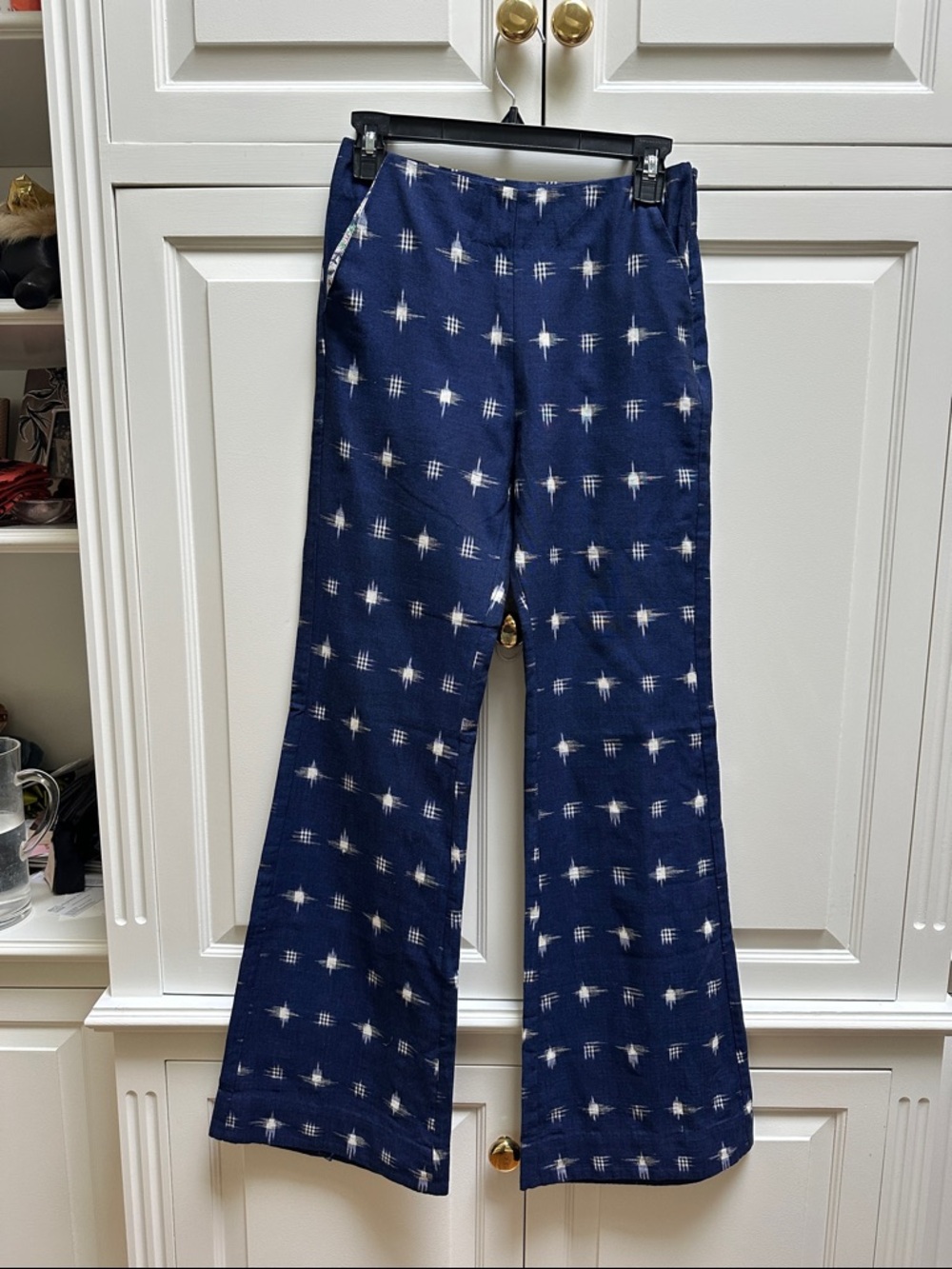 Alix Of Bohemia Navy Blue Printed Boot Cut Pants